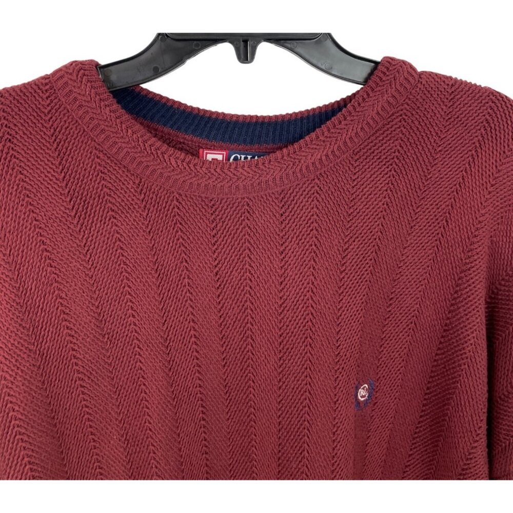 Chaps Ralph Lauren Sweater Burgundy Wine Mens Size Large 100% Cotton - Picture 3 of 9